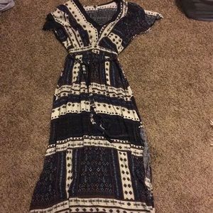 Blue patterned maxi dress